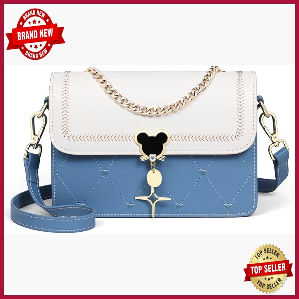 Small Quilted Satchel with Heart Embroidery Adjustable Crossbody Strap